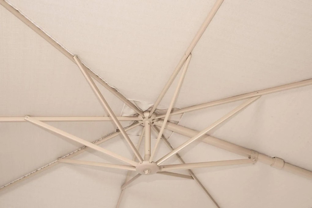 4 Seasons Outdoor Siesta PREMIUM 300 x 300 cm parasol - zand doek met latte frame Parasol   beige weerbestendig