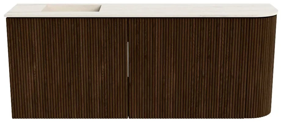 Mondiaz Joya DLux 100cm toiletmeubel ronding rechts walnut met wastafel faye links zonder kraangat meli