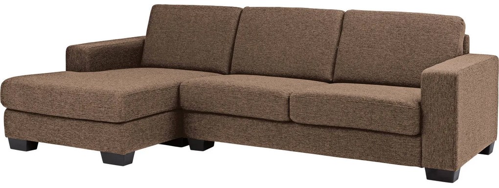 Goossens Hoekbank N-joy Divana Met Chaise Longue bruin, stof, stijlvol landelijk