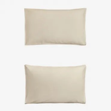 Set Van 2 Kussenslopen Van Sorana-linnen Van 160 G/m² Beige - Semoline & 50 X 75 Cm - Sklum