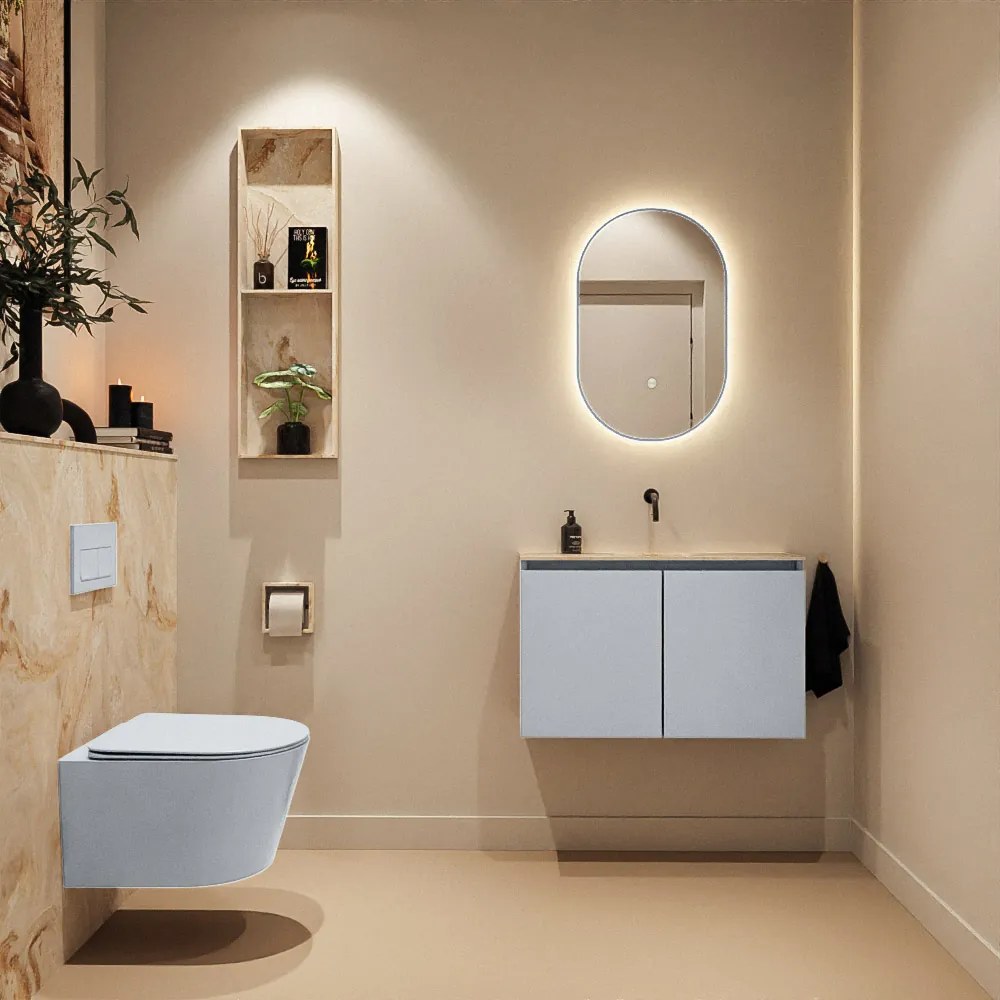 Mondiaz Ture DLux toiletmeubel 80cm clay met wastafel frappe midden zonder kraangat