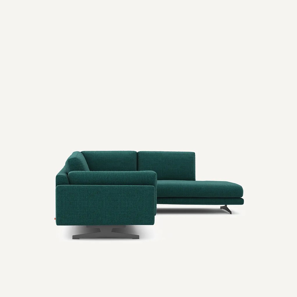 Hoekbank met longchair, in gespikkeld canvas, CÉSAR