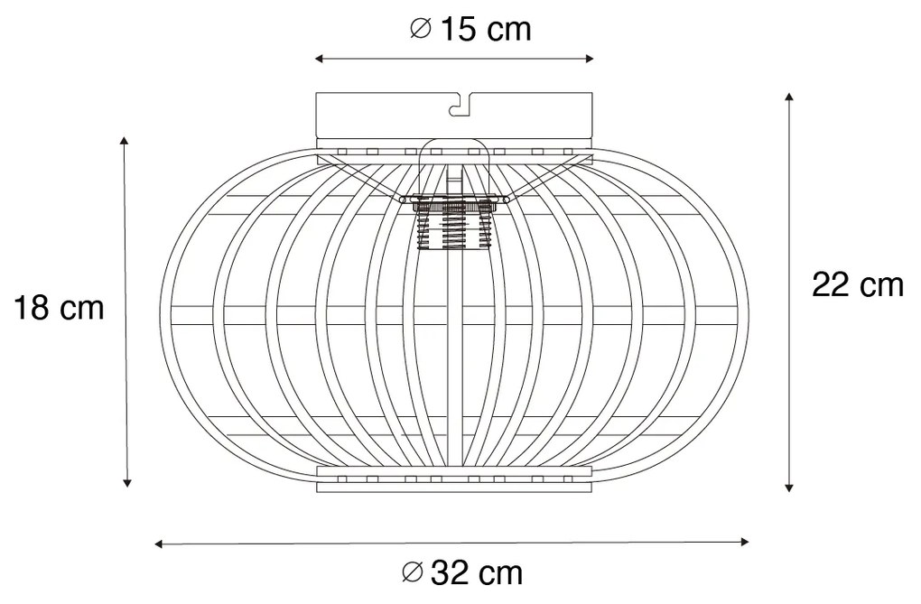 Oosterse plafondlamp bamboe - AmiraOosters E27 rond Binnenverlichting Lamp