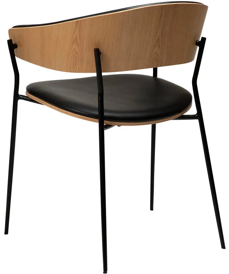 Goossens Eetkamerstoel Geneve zwart kunstleer met armleuning, modern design
