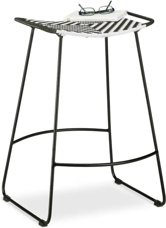 Kruk polyrotan - zitkruk zwart-wit patroon - tuinkruk - barkruk - design stoel L