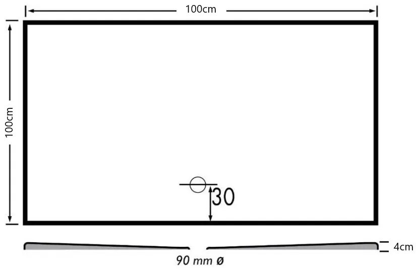 Xenz Flat douchevloer 100x100x4cm edelweis