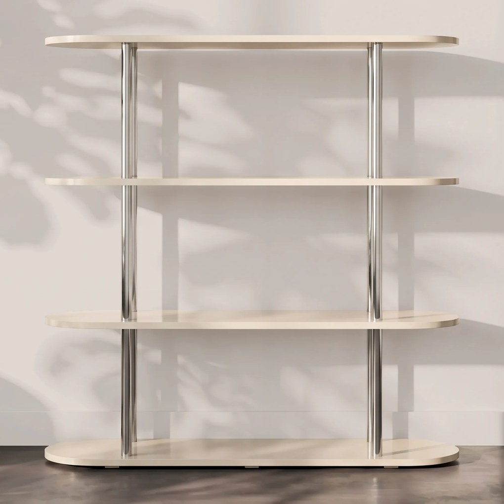 Retrokast Met Ronde En Zilvere Accenten - 120x30x116cm.