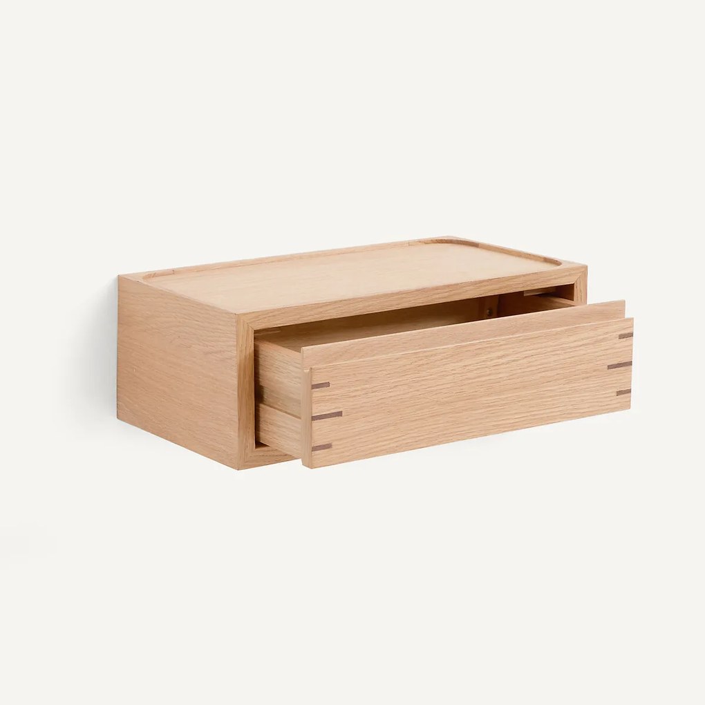 Hangend nachtkastje van massief eiken en eikenfineer, HIBASHI