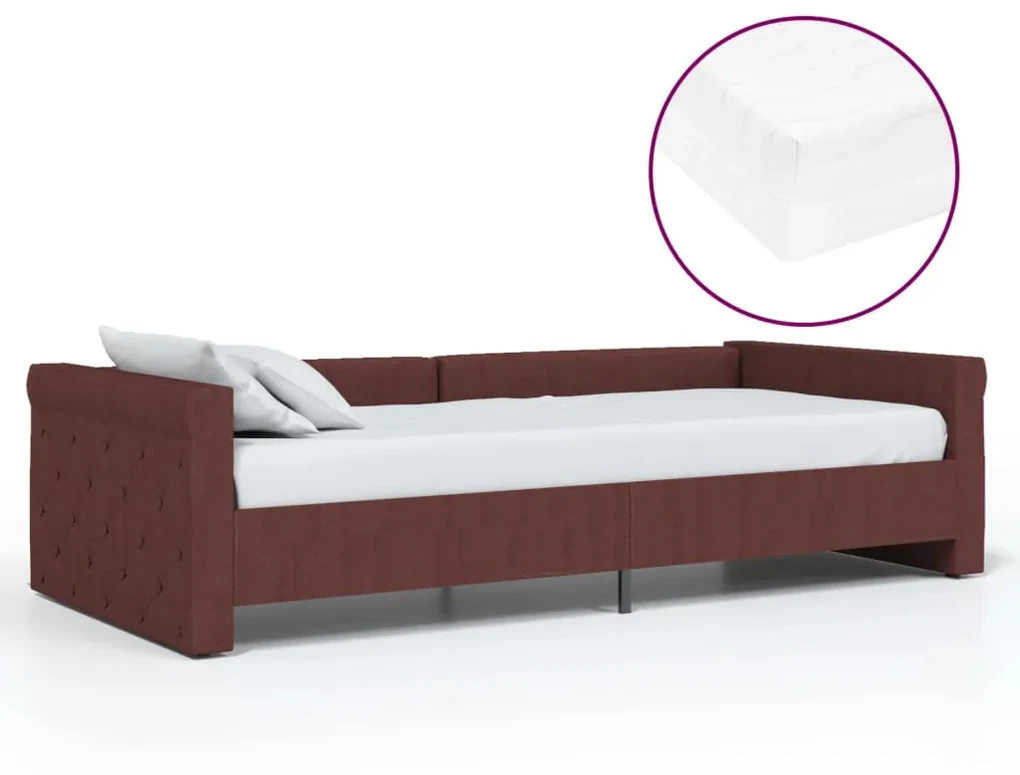 vidaXL Slaapbank met matras en USB stof paars 90x200 cm