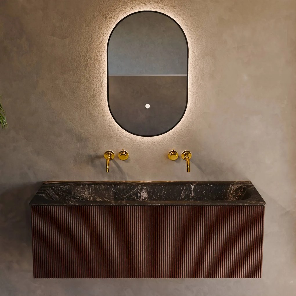 Mondiaz Kurve-dlux 120cm badmeubel ruby met 1 lade en wastafel big large midden zonder kraangat lava
