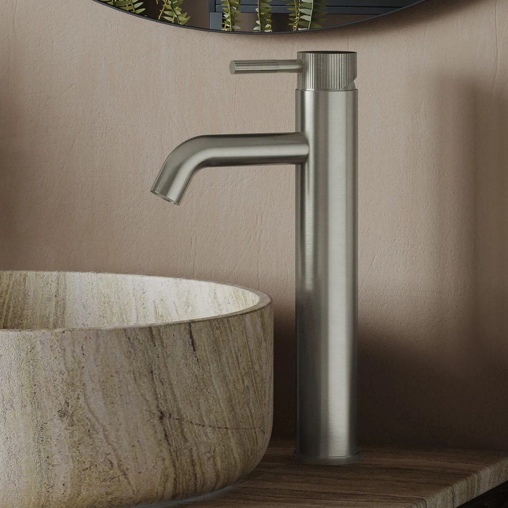 Saniclear Plus Stripes hoge wastafelkraan RVS