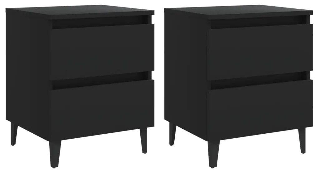 vidaXL Nachtkastjes 2 st 40x35x50 cm bewerkt hout zwart