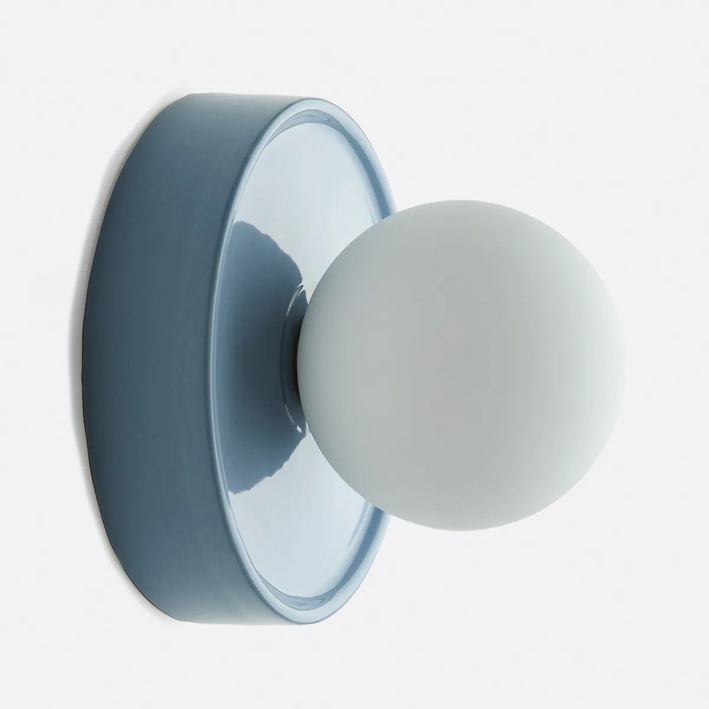 Wand- of plafondlamp, rond, keramiek en opaline glas, diameter 16,8 cm, HOLI