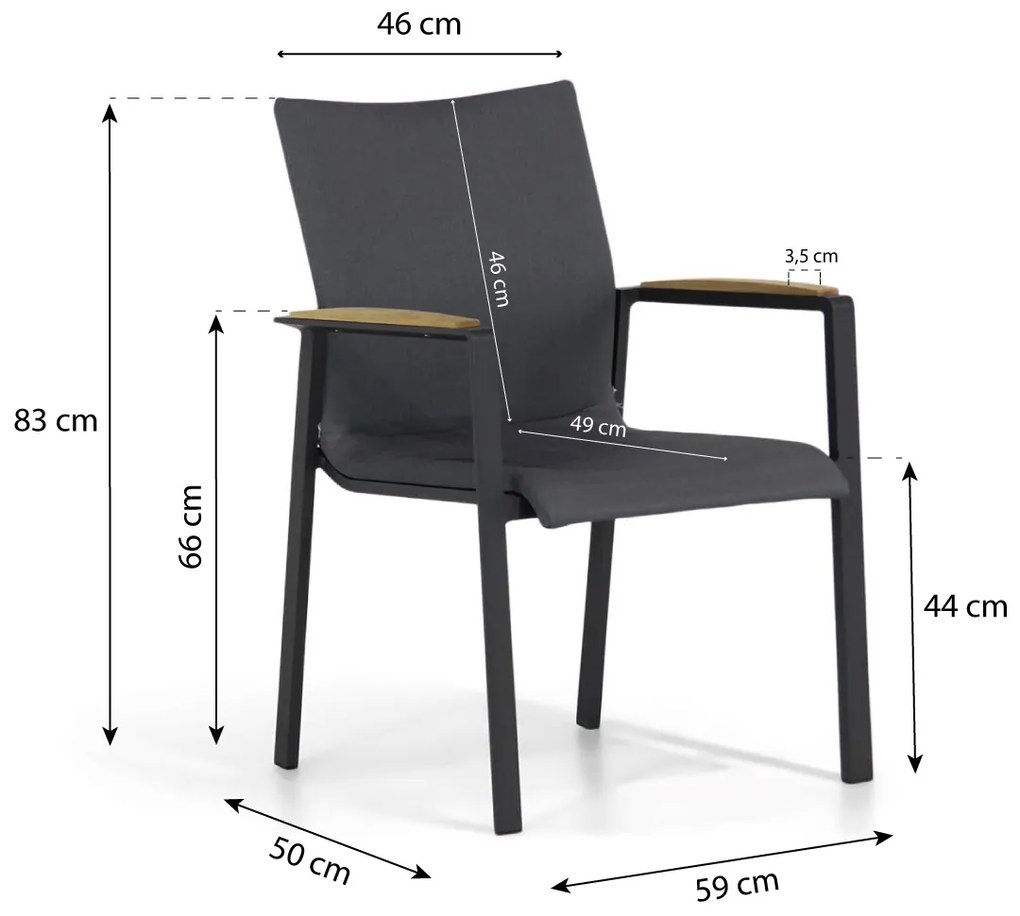 Tuinset 6 personen 240 cm Aluminium/textileen Grijs Lifestyle Garden Furniture Brandon/Woodside