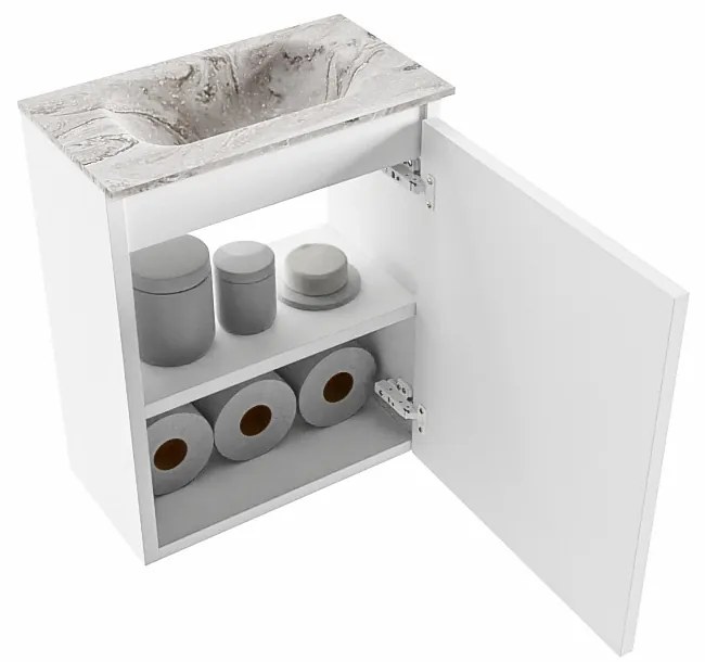 Mondiaz Ture DLux toiletmeubel 40cm talc met wastafel glace midden zonder kraangat