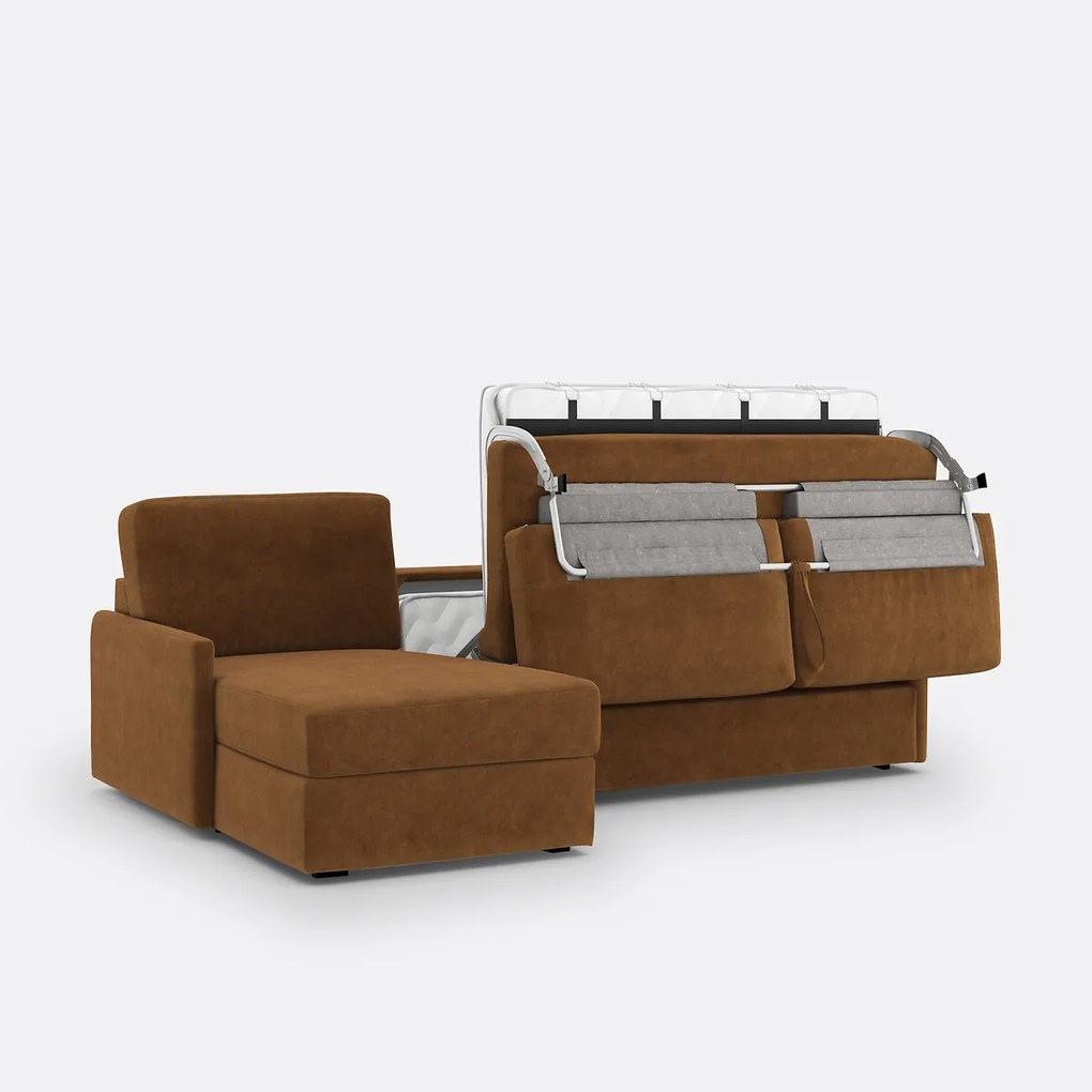 Hoekbank-bed fluweel, mousse Marta