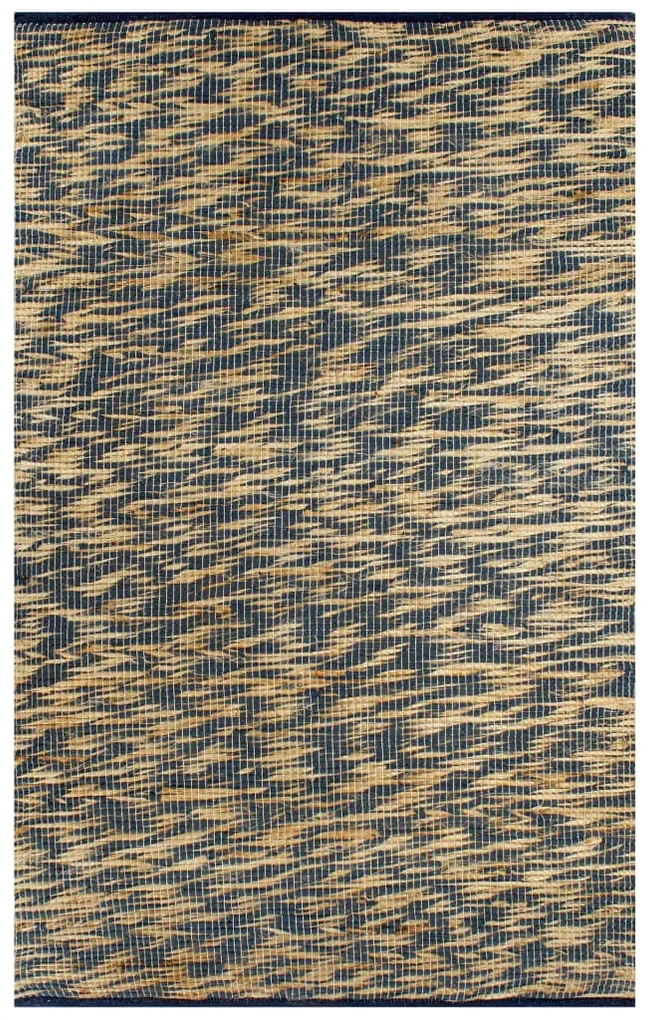 vidaXL Vloerkleed handgemaakt 160x230 cm jute blauw en naturel