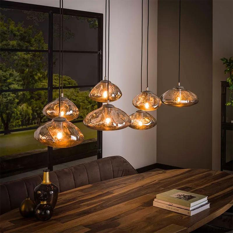Mammatus 7-lichts Hanglamp Recht | Kalfort | Glas & Metaal | Zwart/grijs   | Cavetown