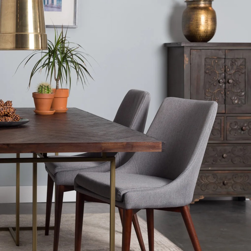 Eettafel Visgraat Donker Hout 220 X 90 Cm - 220 X 90cm.