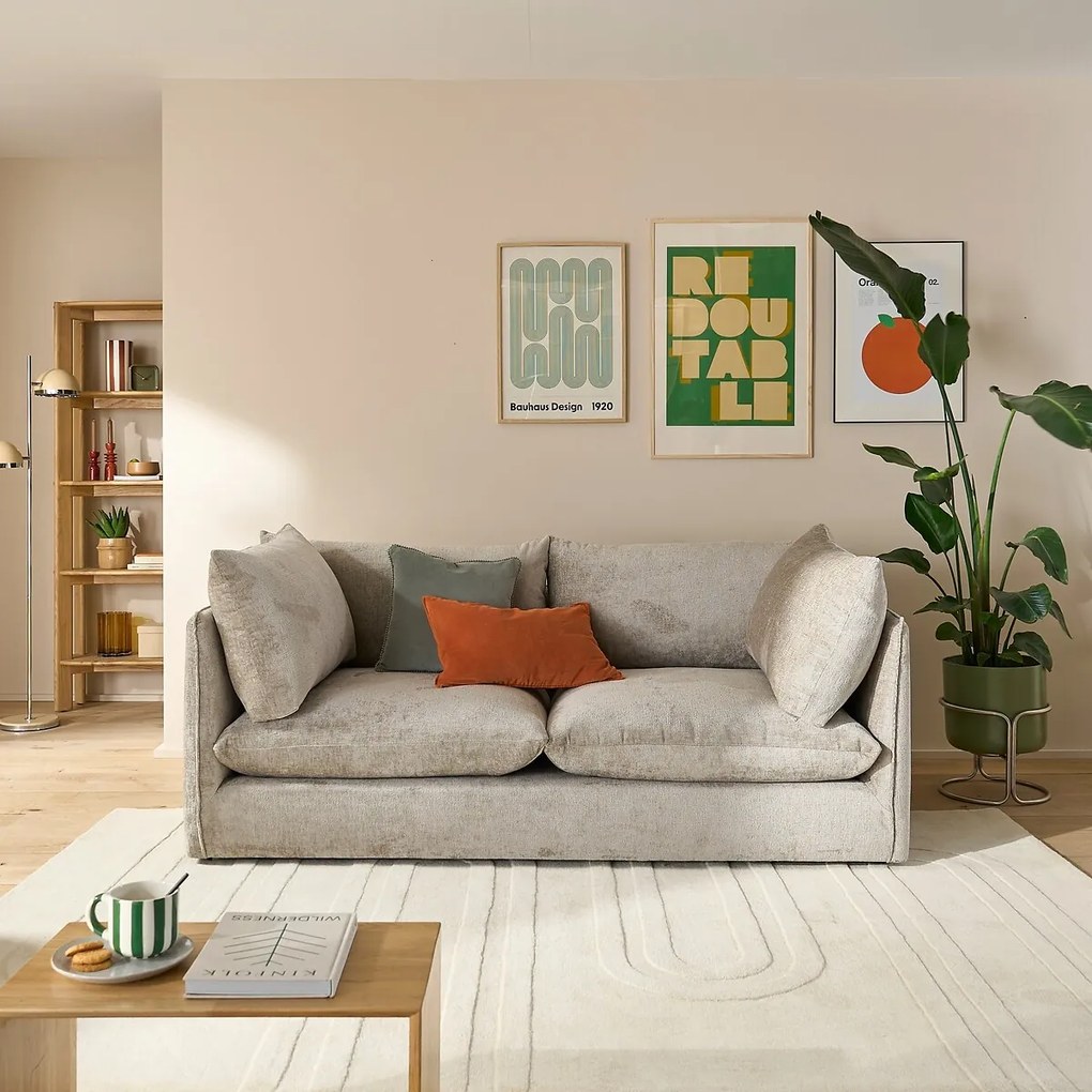 Bank 3-zit, getexureerd dik fluweel, Malo