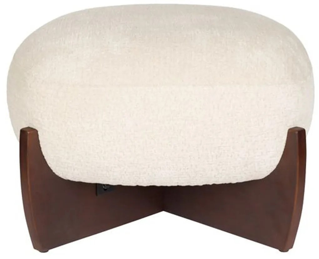Dutchbone Emilius Retro Poef Beige Walnoot