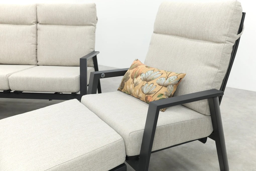 Lagos/Milford verstelbare 5-zits stoel-bank loungeset - antraciet