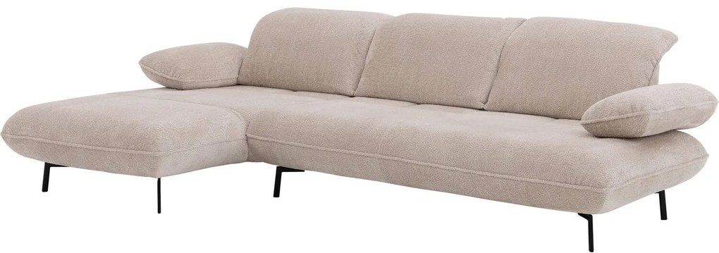 Goossens Excellent Bank Leandro beige, stof, 2,5-zits, modern design met chaise longue links