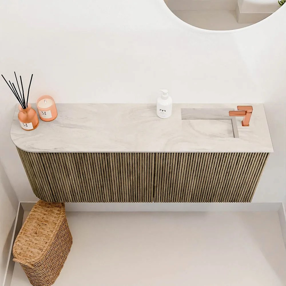 Mondiaz Joya DLux 100cm toiletmeubel ronding links dusk met wastafel faye rechts 1 kraangat ostra
