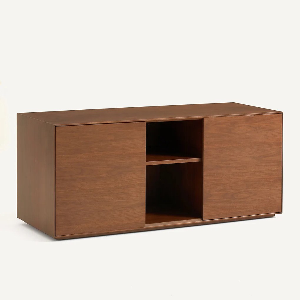 MDF 2-deurs bureauonderbouw, notenhout gefineerd, MIKUBE