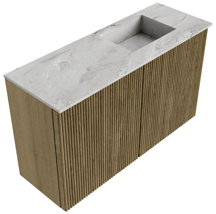 Mondiaz Joya DLux 70cm toiletmeubel dusk met wastafel faye rechts zonder kraangat glace