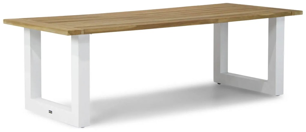 Dining Tuintafel rechthoekig wit 240 x 100 cm Aluminium/Teak Wit Talai