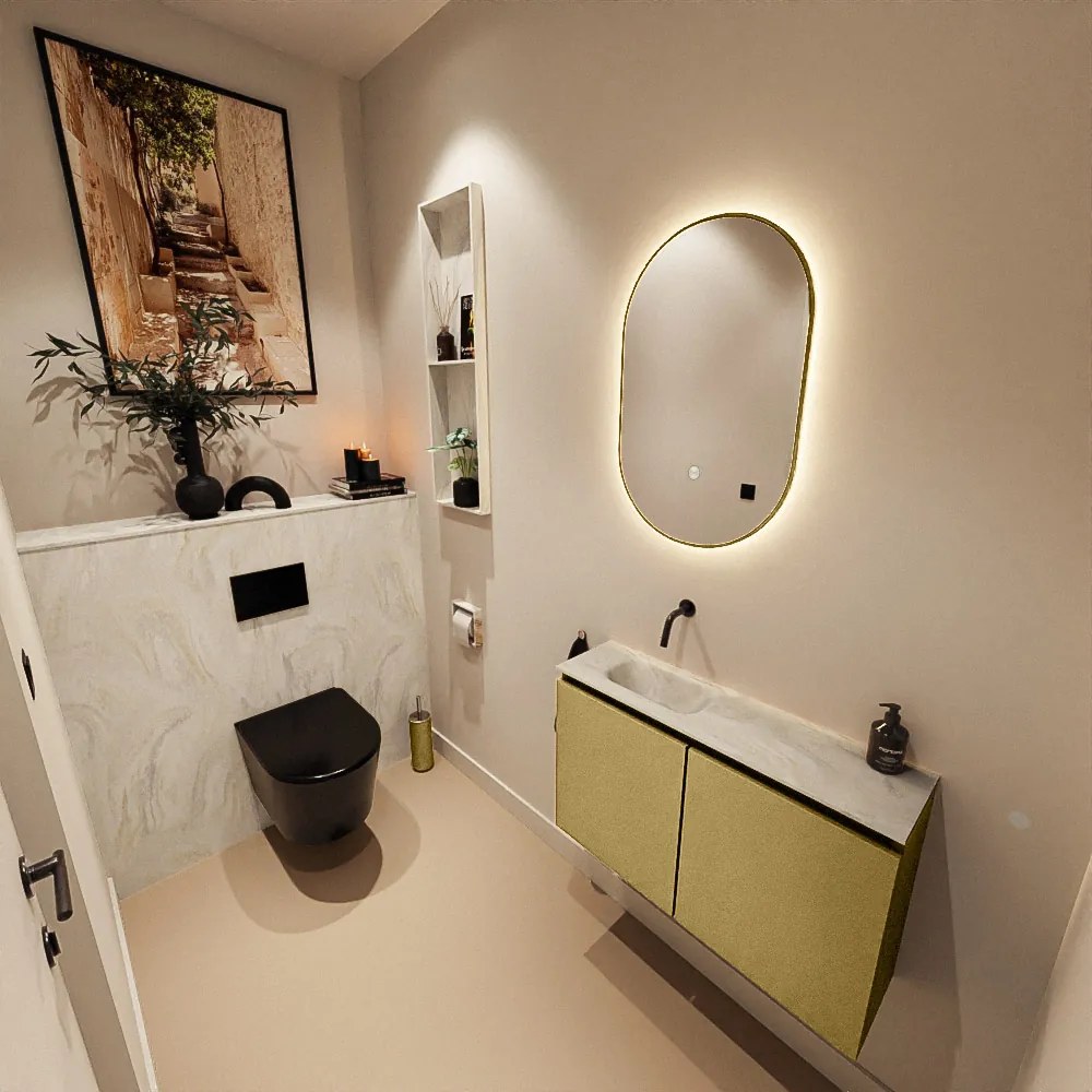 Mondiaz Ture DLux toiletmeubel 80cm oro met wastafel ostra links zonder kraangat