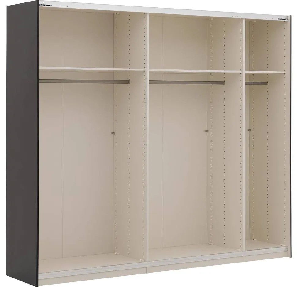 Goossens Kledingkast Easy Storage Sdk, 250 cm breed, 220 cm hoog, 1x 3 paneel schuifdeur li en 1x 3 paneel spiegel schuifdeur re