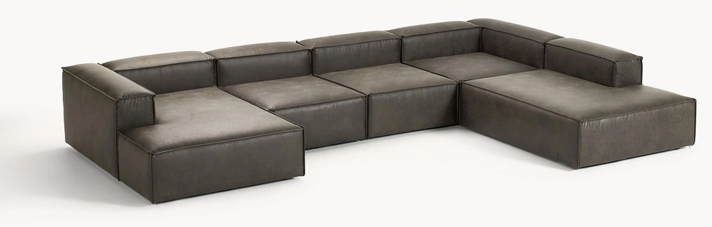 Modulaire U-bank Lennon van gerecycled leer