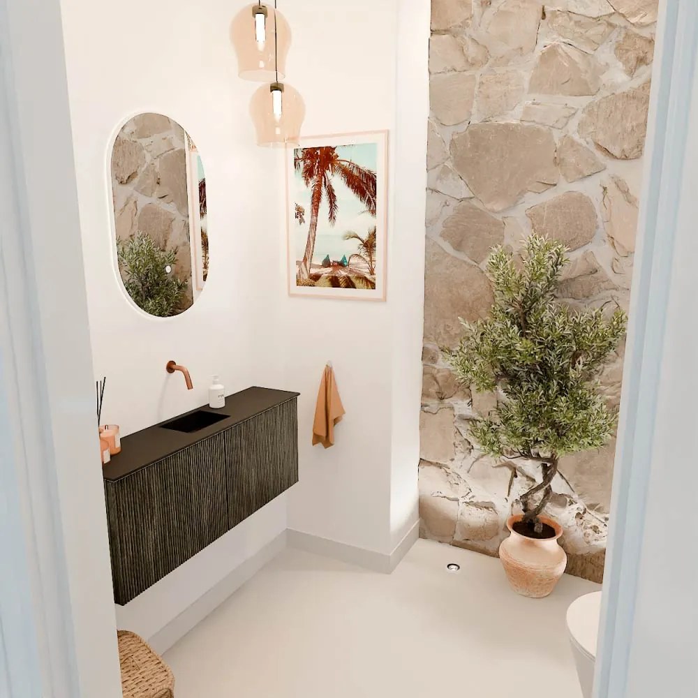Mondiaz Joya 100cm toiletmeubel shadow met wastafel faye midden zonder kraangat urban