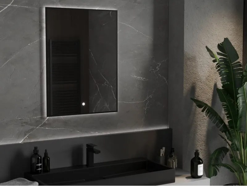 Mexen Erma verlicht badkamer spiegel 60 x 80 cm, LED 6000K, anti-condens, zwarte lijst - 9814-060-080-611-70