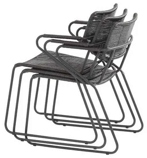 Taste by 4 Seasons Swing eetset antraciet met Goa tafel HPL blad dark grey 160 cm Tuinset antraciet weerbestendig