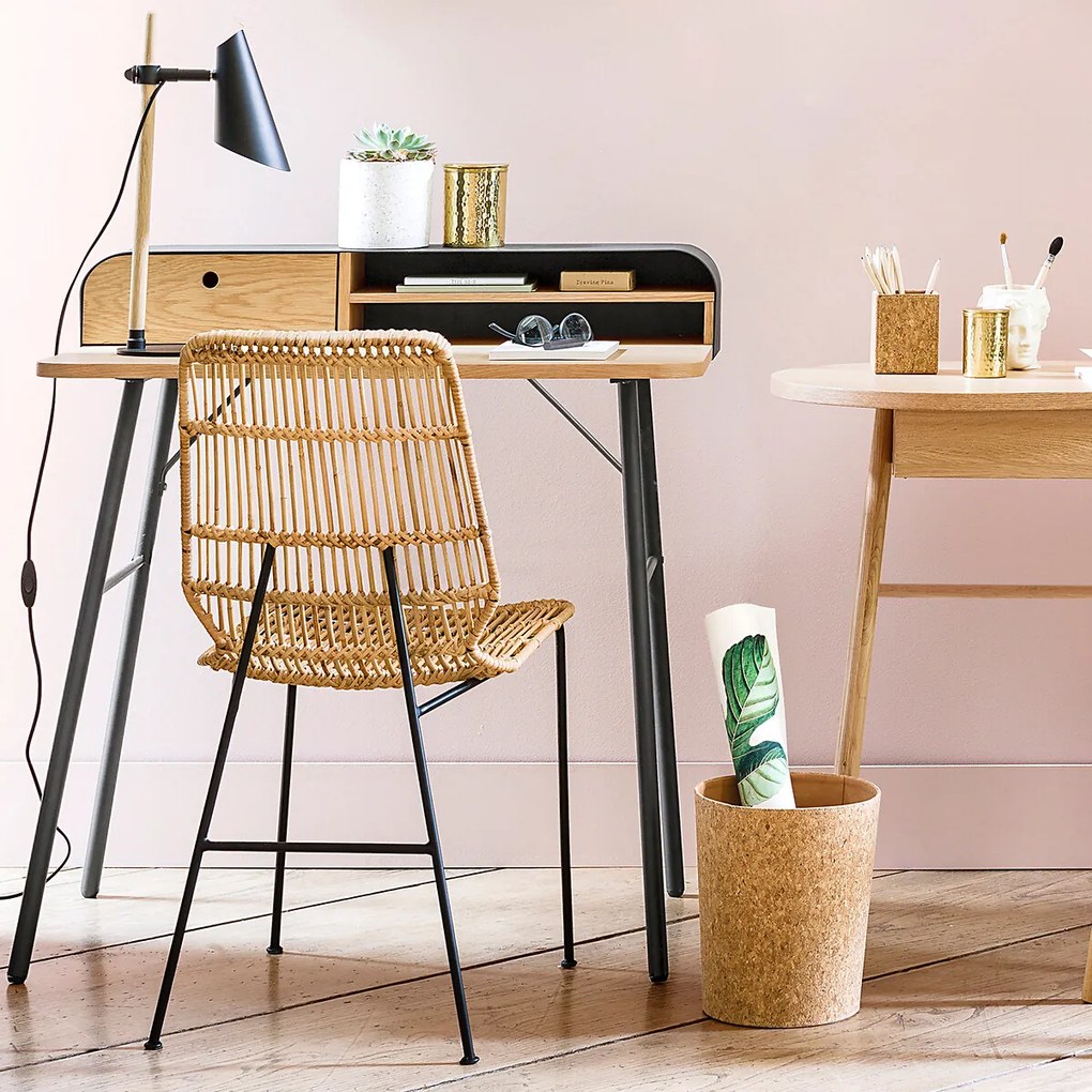 Bureau in metaal en fineer eik Jimi