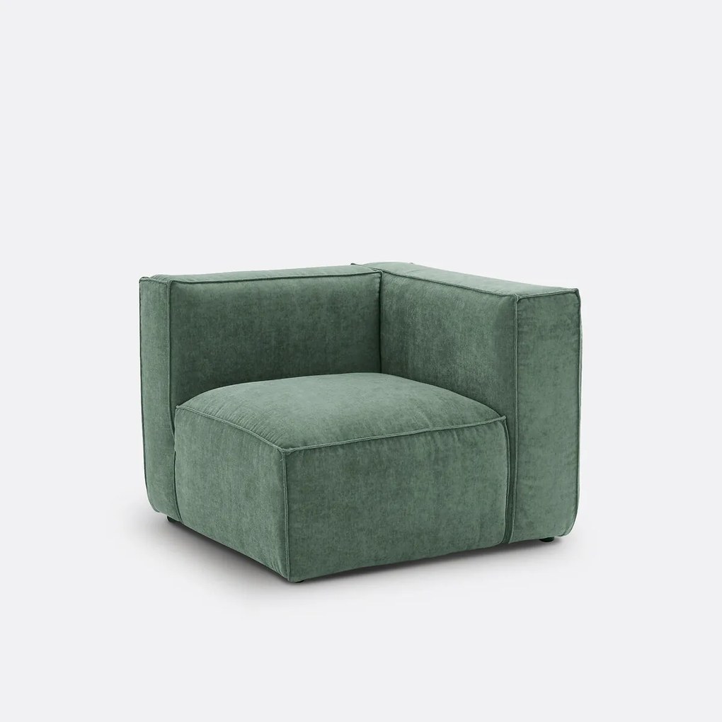 Hoekelement voor modulaire bank, in fluweel met structuur, Seven