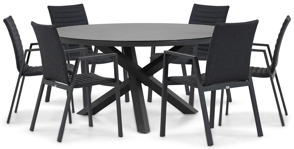 Tuinset Ronde Tuintafel 6 personen 150 cm Aluminium/textileen Grijs  Osmen Joliet/Livorno