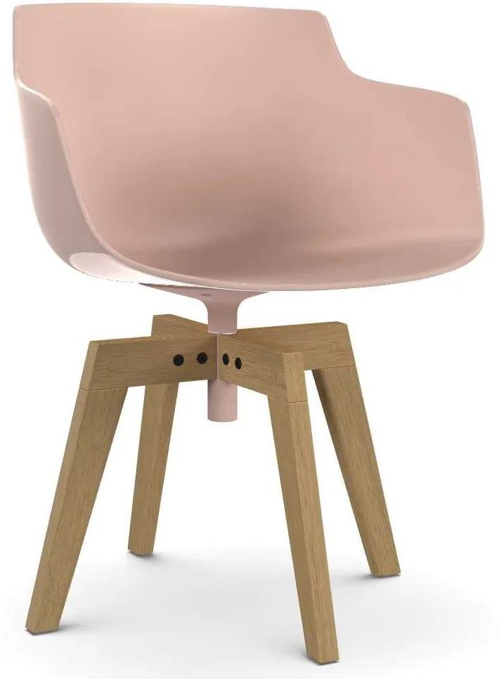 MDF Italia Flow Slim Color Oak stoel naturel powder pink