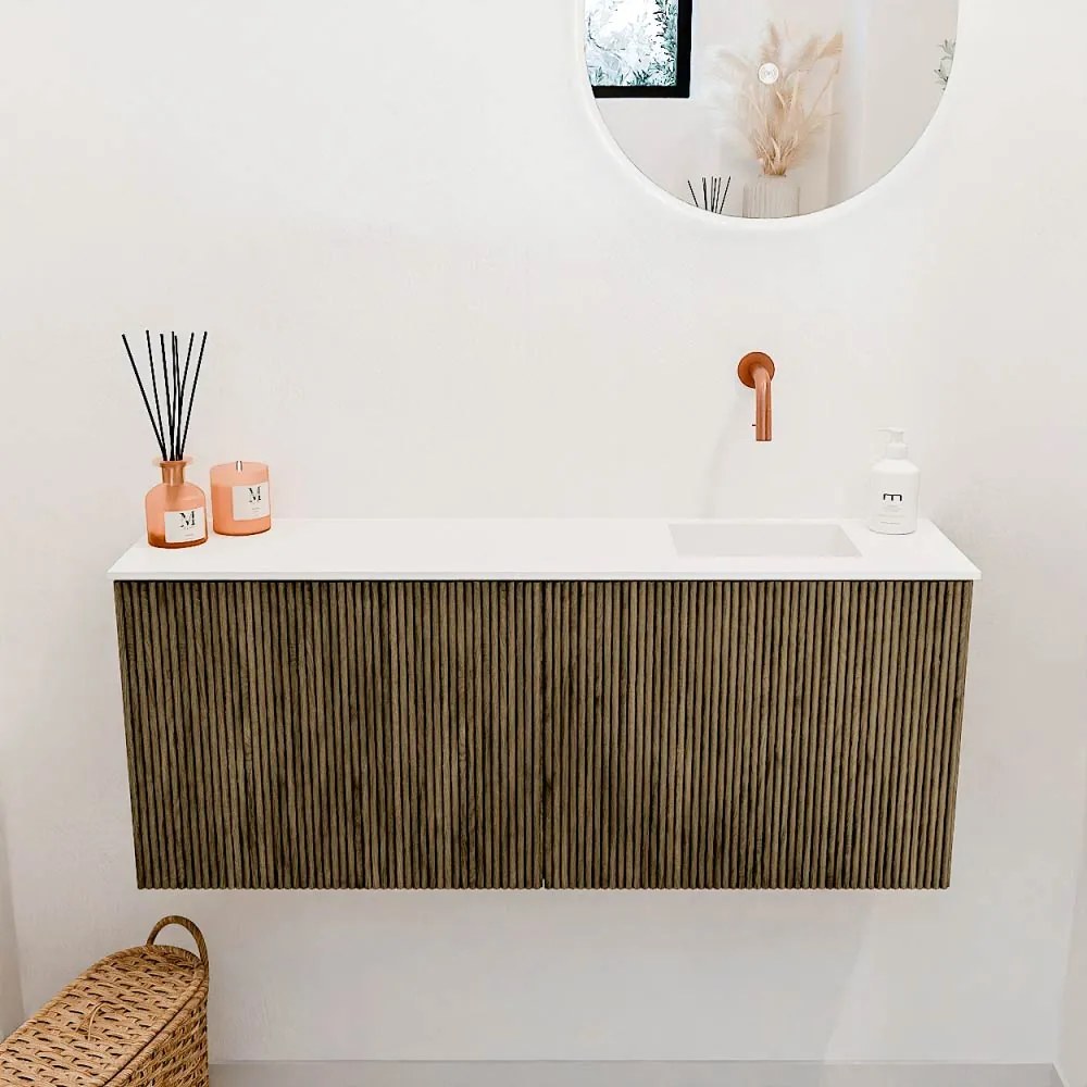 Mondiaz Joya 100cm toiletmeubel dusk met wastafel faye rechts zonder kraangat talc
