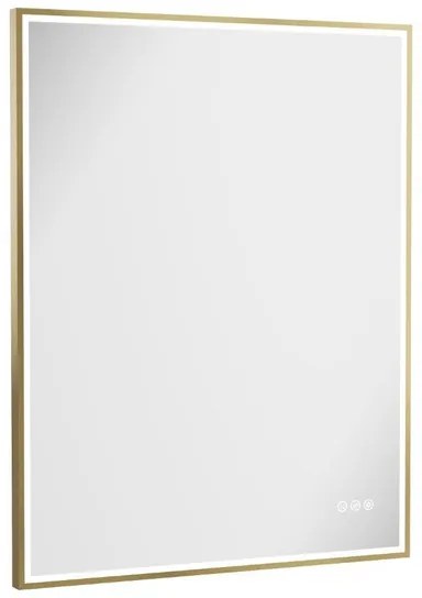 Crosswater MPRO spiegel met verlichting - 90x70cm - LED - verticaal/horizontaal - geborsteld messing (goud) MP7090F