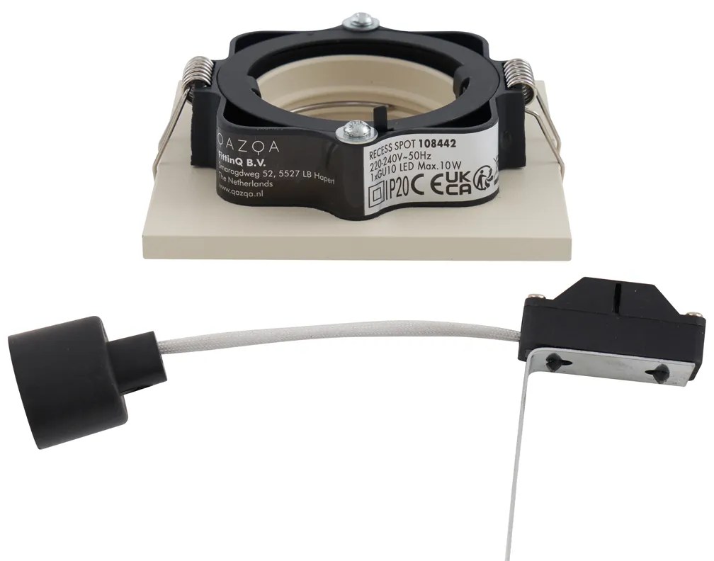 Set van 6 Moderne inbouwspot beige GU10 50mm draai- en kantelbaar - Qure