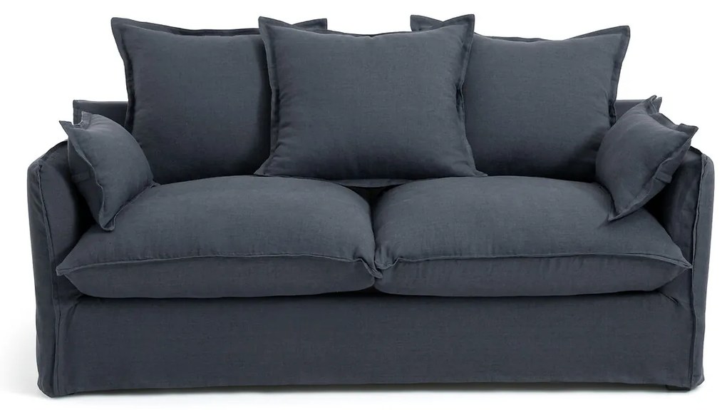 Slaapbank H14 cm, gekreukt linnen, Odna