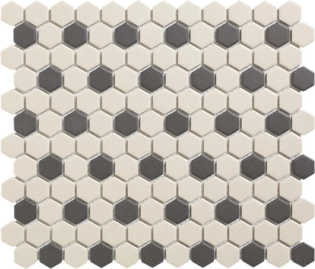 Mozaiek London Hexagon Wit/Zwart 36 2,3x2,6