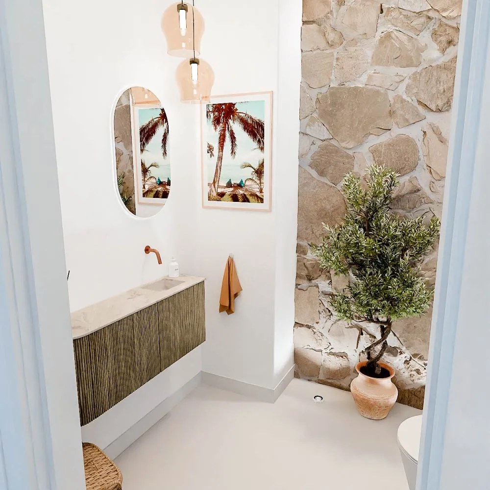 Mondiaz Joya DLux 100cm toiletmeubel ronding links dusk met wastafel faye rechts zonder kraangat frappe