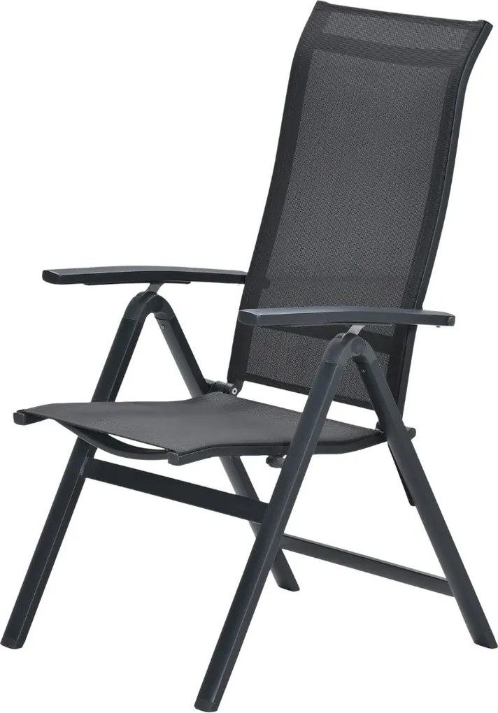 Garden Impressions Siena tuinstoel verstelbaar donker grijs - 2 stuks