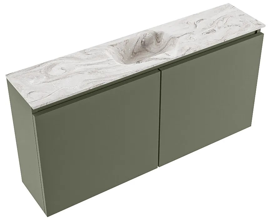 Mondiaz Ture DLux toiletmeubel 100cm army met wastafel glace midden zonder kraangat