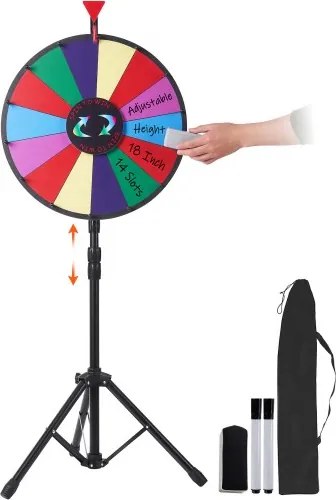 VEVOR 46 cm geluksrad speelgoed, kleurenrad voor loterij- en woordspelletjes, 45 cm draaiend geluksrad met acrylplaat en PVC-schuim, 54 x 54 x 11 cm prijzenrad met standaard